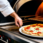 훈제 기법으로 만드는 특별한 피자 - Smoked Mozzarella Pizza Creation**

"A chef in a clean, professional kitchen, carefully placing slic...