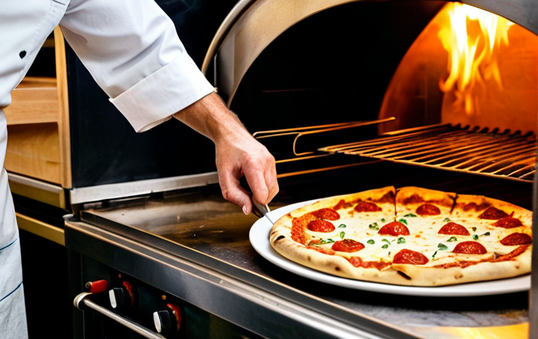 훈제 기법으로 만드는 특별한 피자 - Smoked Mozzarella Pizza Creation**

"A chef in a clean, professional kitchen, carefully placing slic...